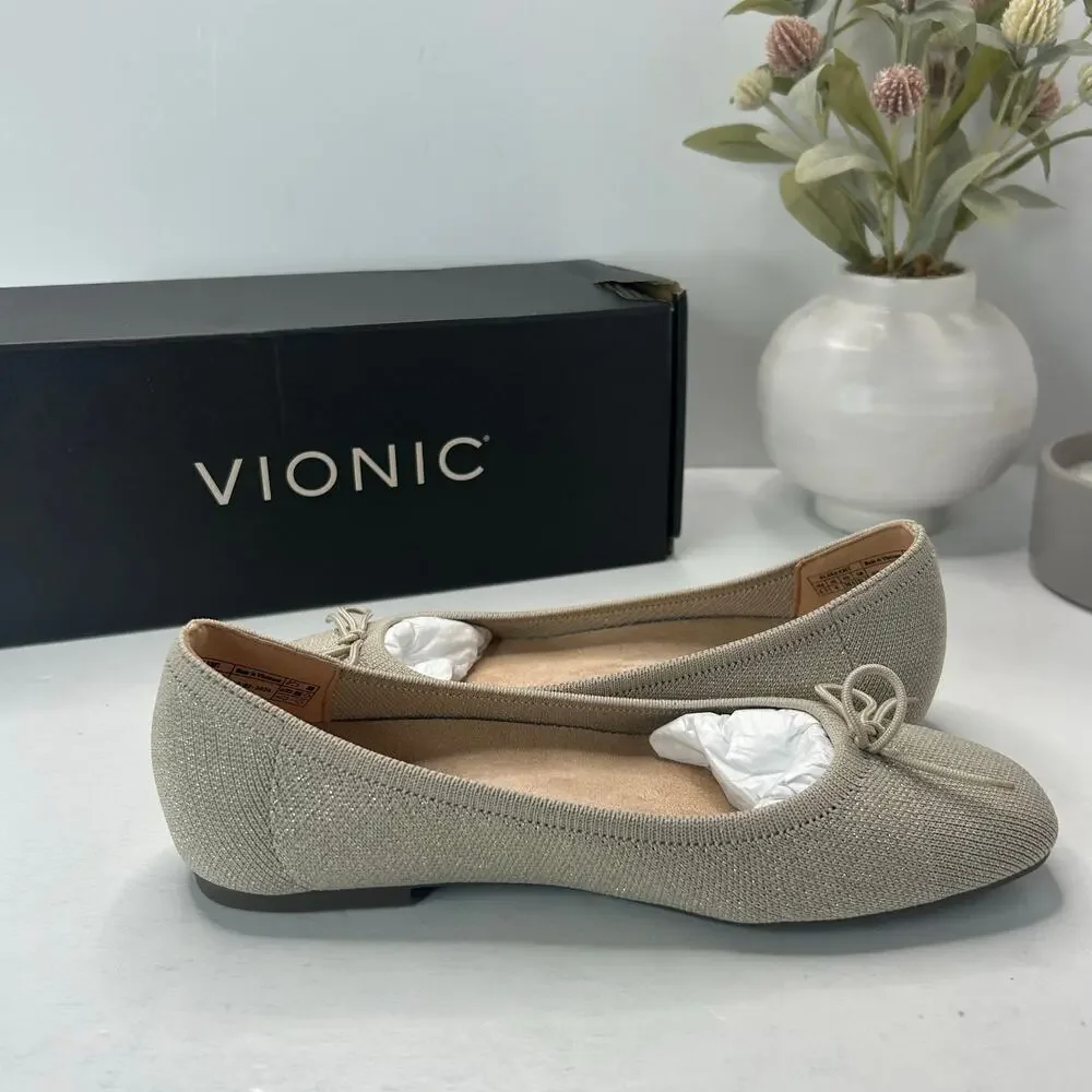 Vionic Klara Knit Square Toe Flats Oat Gold Women's 6.5 M Comfort Arch Support - Picture 7 of 11